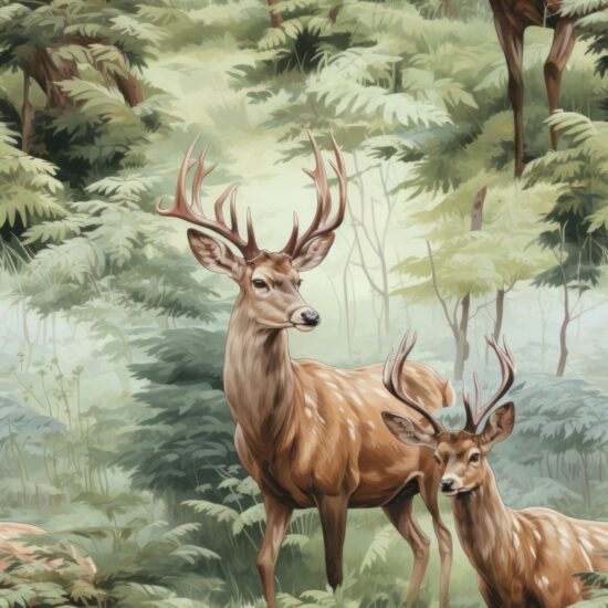 Enchanted Wildlife: Deer in Nature Seamless Pattern
