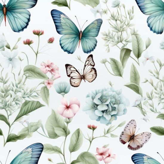 Enchanting Botanical Butterfly Delights Seamless Pattern