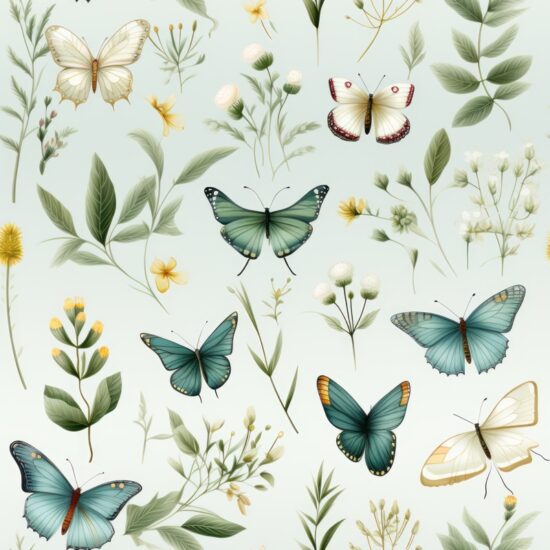 Enchanting Botanical Butterfly Garden Seamless Pattern