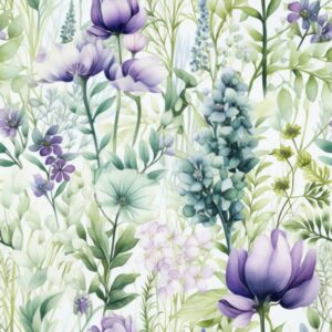 Enchanting Botanical Meadow Fantasy Seamless Pattern