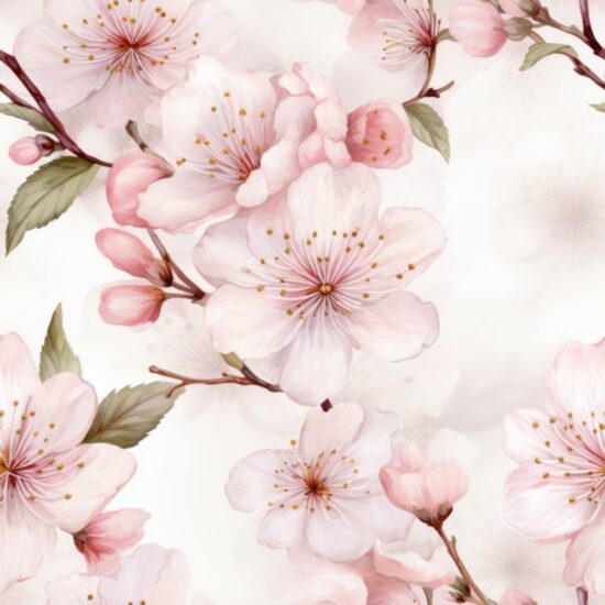 Enchanting Floral Symphony: Cherry Blossom Dance Seamless Pattern
