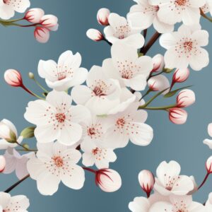 Enchanting Japanese Cherry Blossoms Seamless Pattern