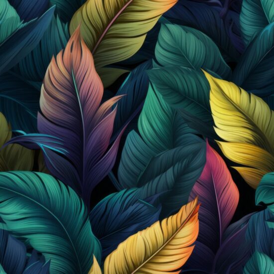 Enchanting Midnight Banana Leaf Gradient Seamless Pattern