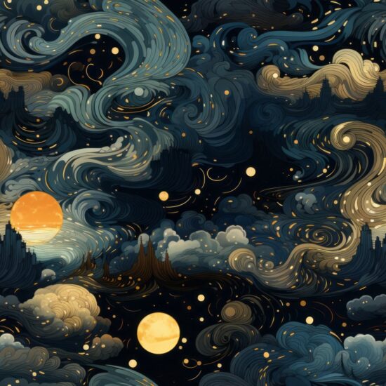 Enchanting Night Sky Artwork Seamless Pattern