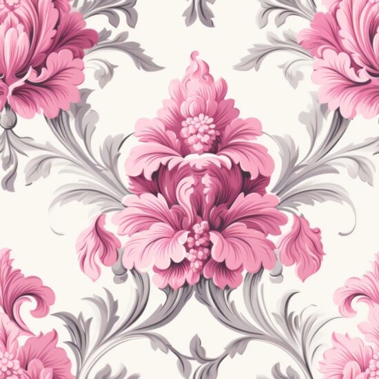 Engraved Elegance: Floral Damask Design Seamless Pattern