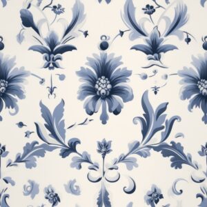 Engraved Elegance: Minimalistic Floral Damask Seamless Pattern