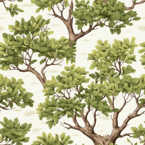 Engraved Oak: Minimalistic Greenery for Artists Seamless Pattern
