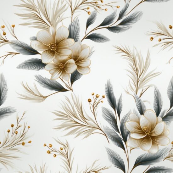 Engraved Pine Floral Delight Seamless Pattern