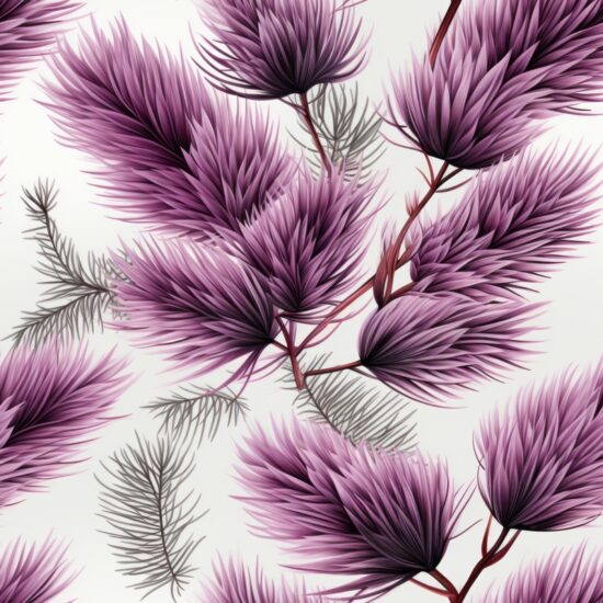 Engraved Pine Illustration - Subtle Grey & Purple Sketch Seamless Pattern