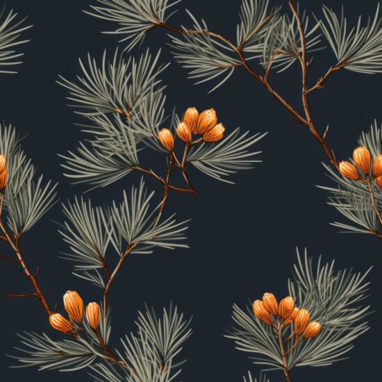 Engraved Pine Tree Delight Seamless Pattern