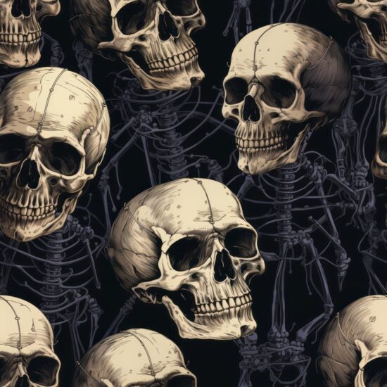 Ethereal Anatomy - Intricate Skeleton Sketches Seamless Pattern