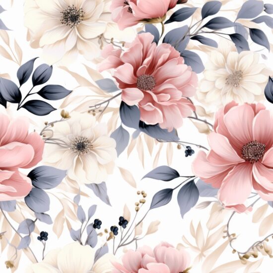 Ethereal Blossoms Delight Seamless Pattern