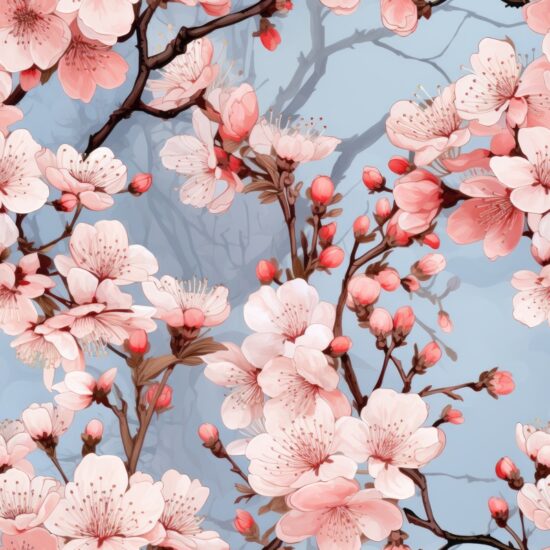 Ethereal Cherry Blossom Artwork Seamless Pattern