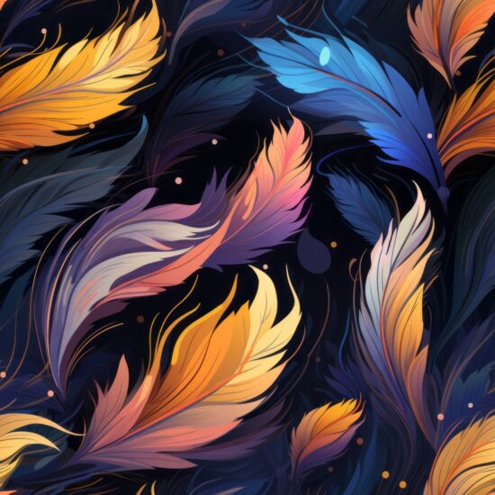 Ethereal Cosmic Feathers - Floral Fractal Seamless Pattern