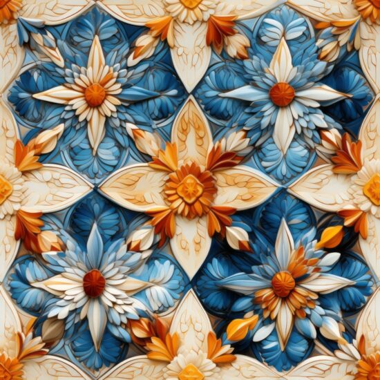 Ethereal Gardens: Architectural Floral Kaleidoscope Seamless Pattern