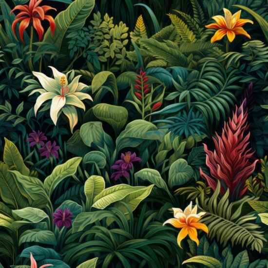 Exotic Flora: Tropical Jungle Illustration Seamless Pattern