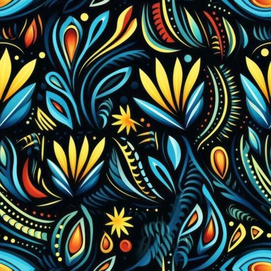 Exotic Fusion: Vibrant Tribal Delight Seamless Pattern