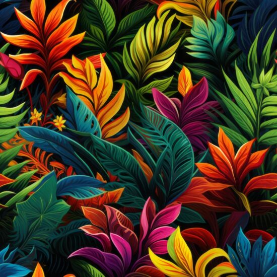 Exotic Leafy Delight: Tribal Art Jungle Seamless Pattern