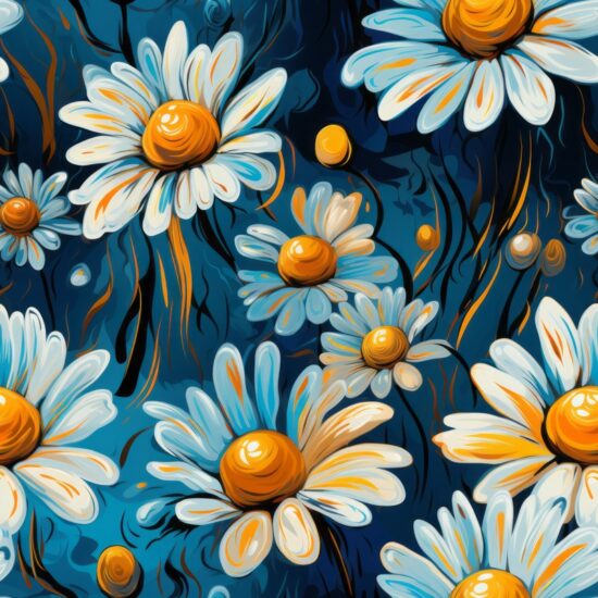 Expressionist Daisy Delight Seamless Pattern