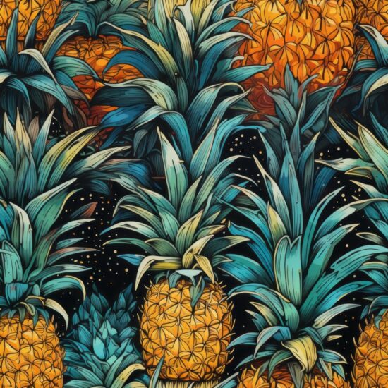 Expressionist Pineapple Fruit Pattern Seamless Pattern