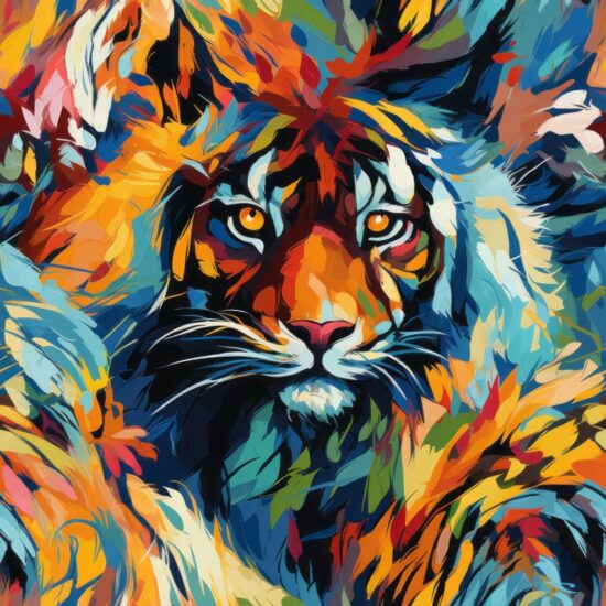 Expressionist Tiger Art Pattern Seamless Pattern