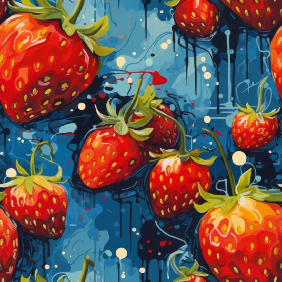 Expressive Berry Garden: Strawberry Dreams Seamless Pattern