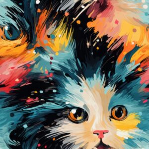 Expressive Cat Art Pattern Seamless Pattern