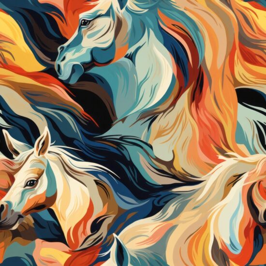 Expressive Horse Painting Seamless Pattern