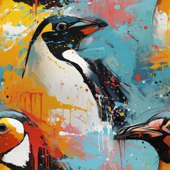 Expressive Penguin Abstract Art Pattern Seamless Pattern