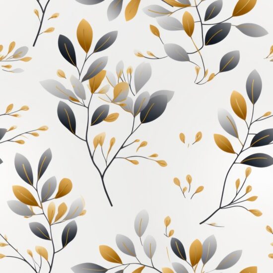 Exquisite Gold Oak Floral Delight Seamless Pattern