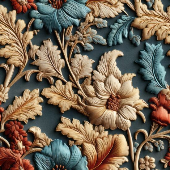 Exquisite Jacquard Tapestry: Elegant Floral Ornament Seamless Pattern