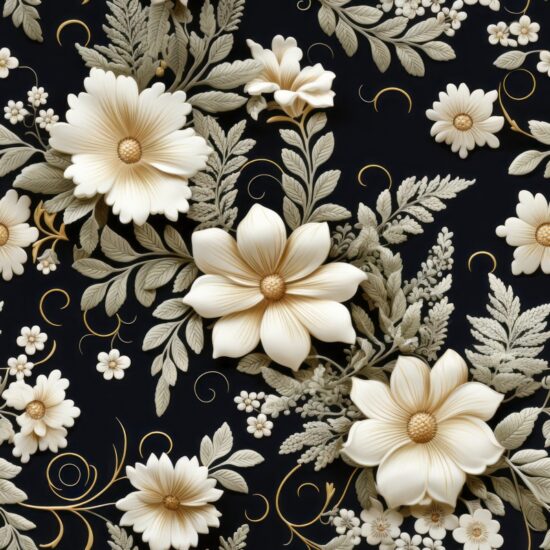 Exquisite Romantic Vintage Lace Floral Design Seamless Pattern