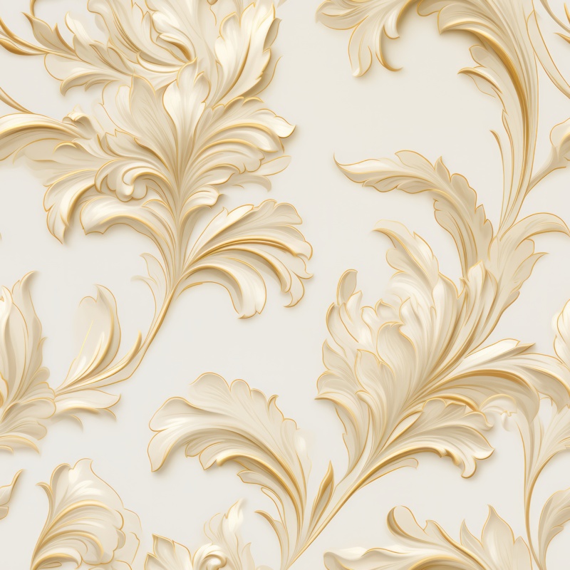 Faux Gold Accent Floral Wallpaper Seamless Pattern