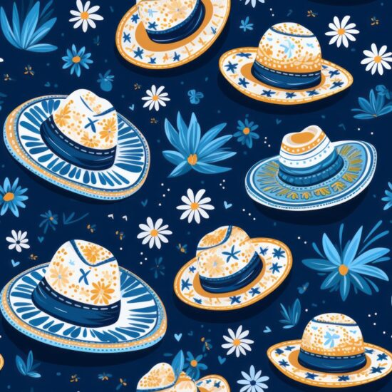 Festival Fiesta Hat Collection Seamless Pattern