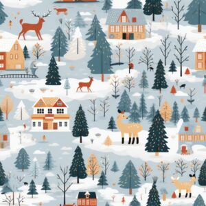 Festive Flora: Winter Holiday Illustration Seamless Pattern