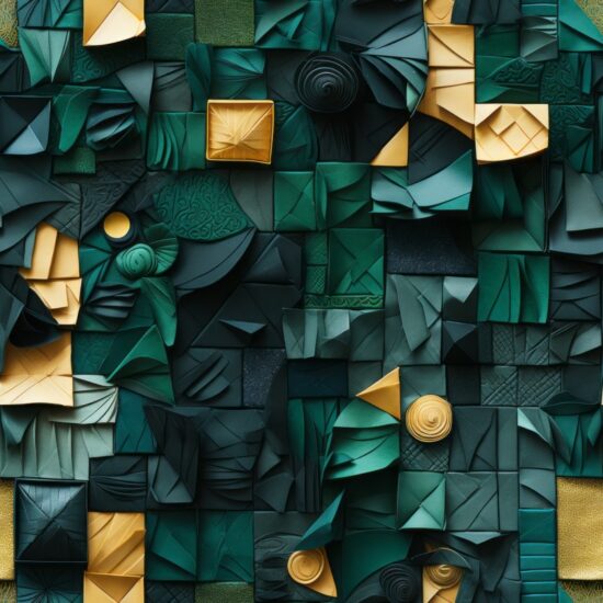 Festive Green Paper Scraps Delight Seamless Pattern