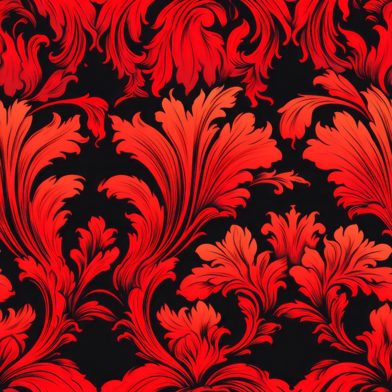 Fiery Floral Damask Pattern Seamless Pattern