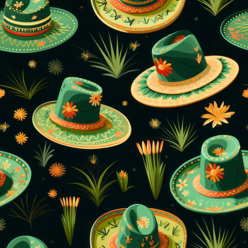Fiesta Fun Sombrero Celebration Pattern PTN 002141 pattern design