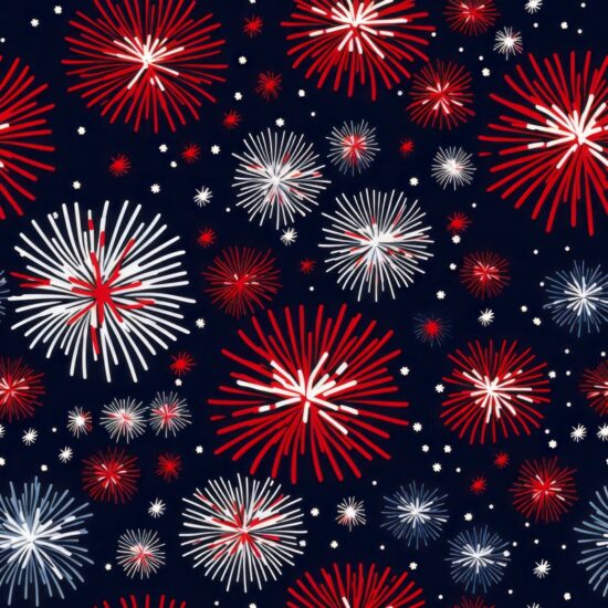 Fireworks Celebration on Patriotic Background Seamless Pattern