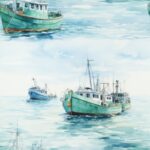 Fishing Waters: Impressionistic Boat Art Seamless Pattern