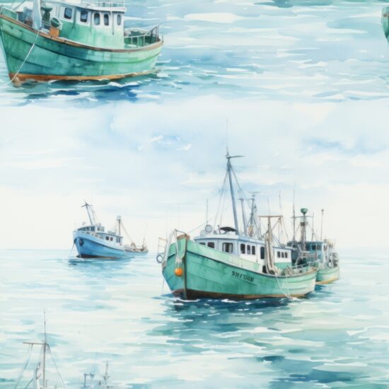 Fishing Waters: Impressionistic Boat Art Seamless Pattern