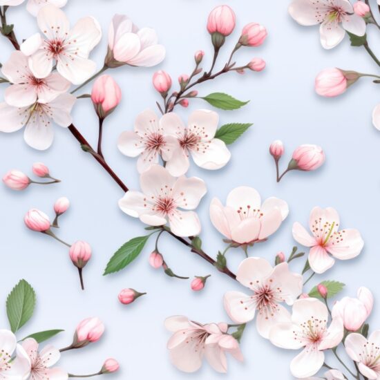 Floral Bliss: Cherry Blossom Delicacy Seamless Pattern