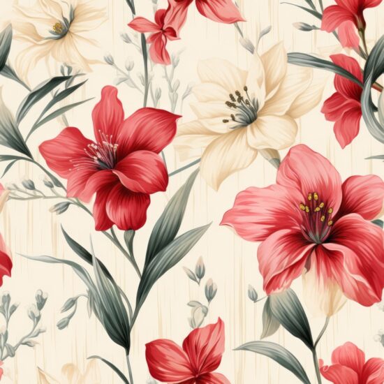 Floral Blossom Grasscloth Wallpaper Seamless Pattern