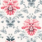 Floral Botanical Damask - Grey and Pink Seamless Pattern