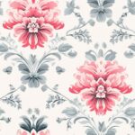 Floral Botanical Damask - Grey and Pink Seamless Pattern