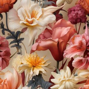 Floral Elegance: Botanical Blossoms Unleashed Seamless Pattern
