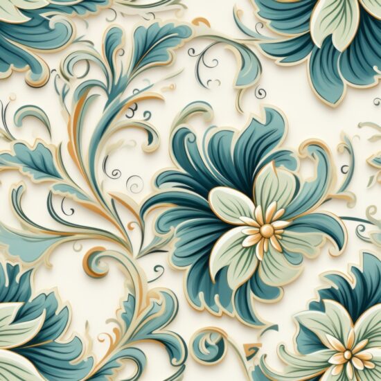 Floral Elegance: Ornate Digital Patterns Seamless Pattern