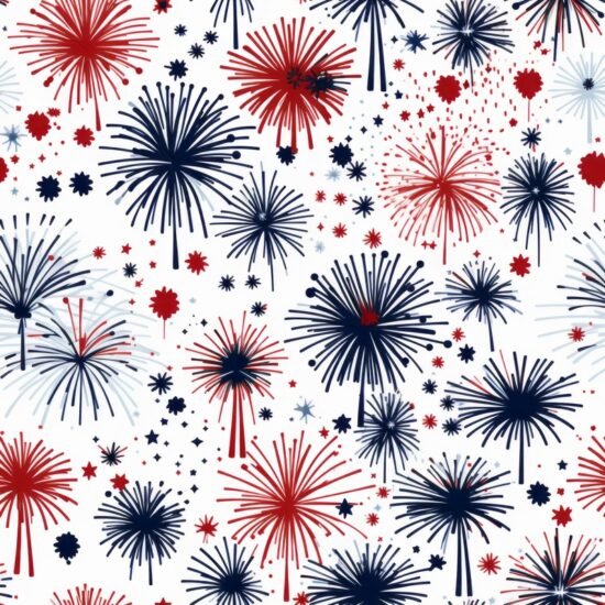 Floral Fireworks Celebration Seamless Pattern