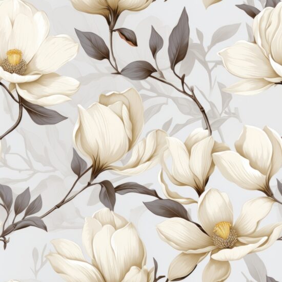 Floral Magnolia Delight Square Seamless Pattern