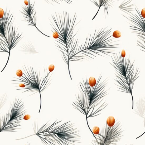 Floral Pine Engraving Delight Seamless Pattern